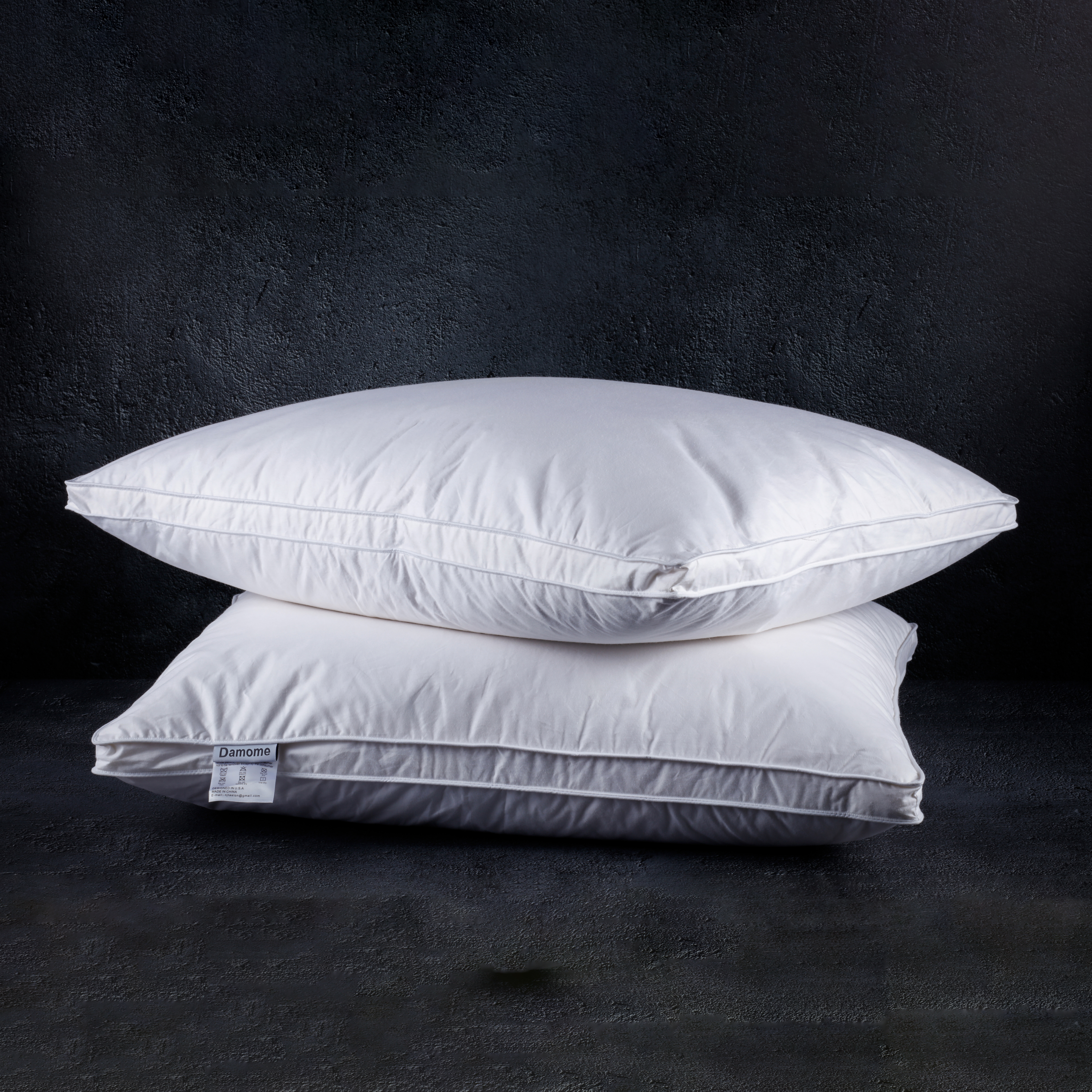 Damome Size: King Down Pillows for Sleeping(2 Pack), King(20inx36in)-White Goose Down Feather Bed Pillow Inserts, 100% Brushed Cotton Cover 40s/2, 233 Thread Count, Lightweight, for All Sleep 